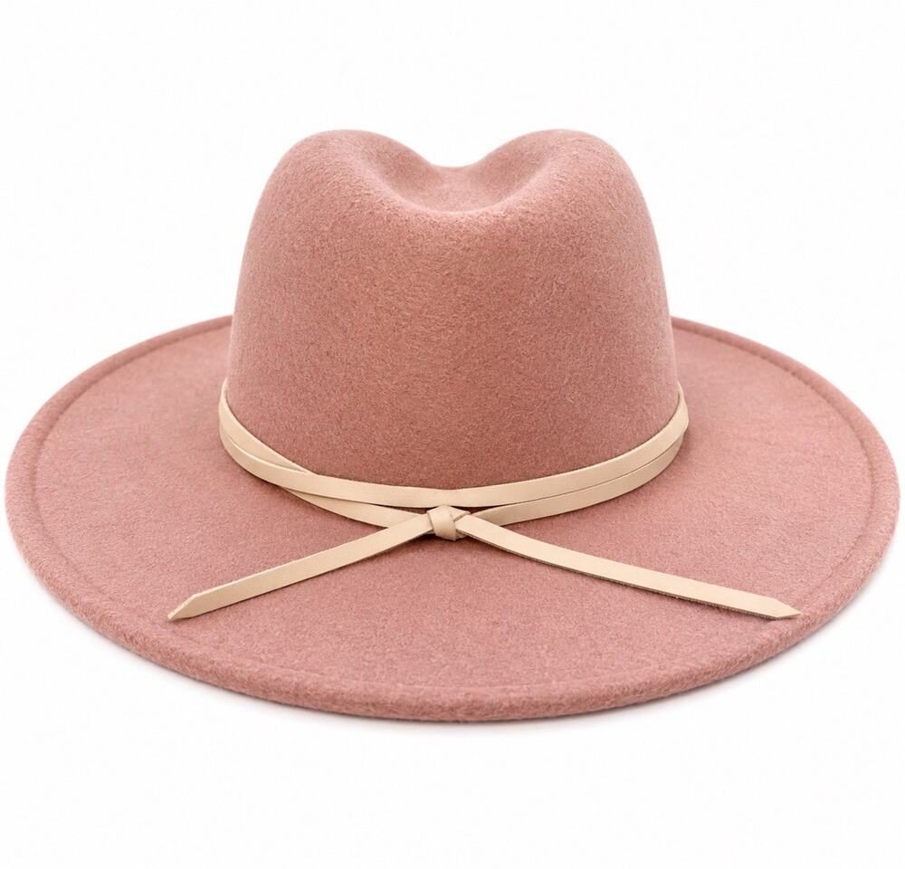 Altar’d State Women’s Pink Wide Brim Fedora Rancher Hat Wool Blend Boho Western
